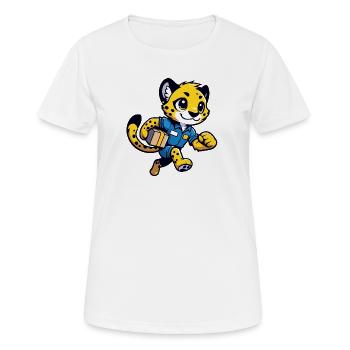 Speedster Cheetah: Der schnelle Kurier - Frauen T-Shirt atmungsaktiv - Weiß - Vorne - AI Model Female 172 dark (172cm)