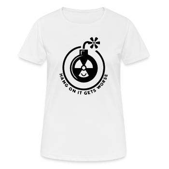 Moment mal, es wird noch schlimmer - Frauen T-Shirt atmungsaktiv - Weiß - Vorne - AI Model Female 172 dark (172cm)