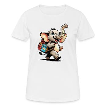 Tiny Trekker: Der lustige Elefant - Frauen T-Shirt atmungsaktiv - Weiß - Vorne - AI Model Female 172 dark (172cm)