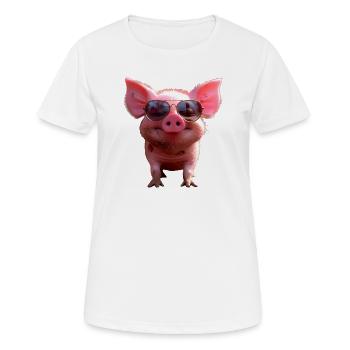Cochon domestique Cochon Cochon Porcelet Cochon - T-shirt respirant Femme - blanc - Devant - AI Model Female 172 dark (172cm)