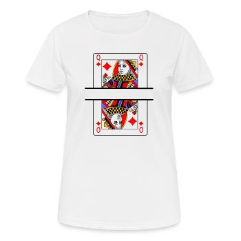 Spielkarte Karo-Dame mit Bannerplatz - Frauen T-Shirt atmungsaktiv - Weiß - Vorne - AI Model Female 172 dark (172cm)