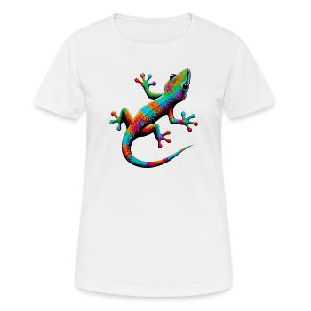 Gecko - Frauen T-Shirt atmungsaktiv - Weiß - Vorne - AI Model Female 172 dark (172cm)