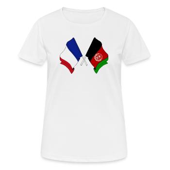 Drapeau de la France et de l’Afghanistan - T-shirt respirant Femme - blanc - Devant - AI Model Female 172 dark (172cm)