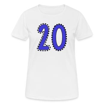 20. 20 JAHRE. 20-JÄHRIGES JUBILÄUM. 20-JÄHRIGES JUBILÄUM. - Frauen T-Shirt atmungsaktiv - Weiß - Vorne - AI Model Female 172 dark (172cm)