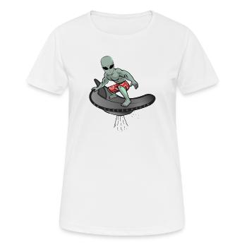 Alien Cool Surfing - Women's Breathable T-Shirt - white - Front - AI Model Female 172 dark (172cm)