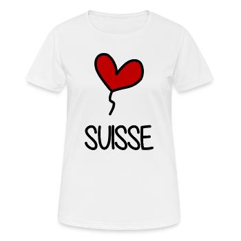SCHWEIZ. HUMOR. LAND. FLAGGE. GENF. LAUSANNE - Frauen T-Shirt atmungsaktiv - Weiß - Vorne - AI Model Female 172 dark (172cm)