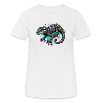 Gecko - Frauen T-Shirt atmungsaktiv - Weiß - Vorne - AI Model Female 172 dark (172cm)