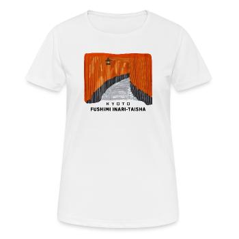 Kyoto, Red Torii, Fushimi Inari Taisha, Japan - Women's Breathable T-Shirt - white - Front - AI Model Female 172 dark (172cm)