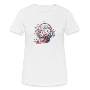 Panier somptueusement rempli de fleurs pastel - T-shirt respirant Femme - blanc - Devant - AI Model Female 172 dark (172cm)