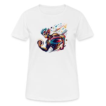 futuristischer Athlet in lebhaften Farben - Frauen T-Shirt atmungsaktiv - Weiß - Vorne - AI Model Female 172 dark (172cm)