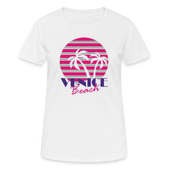 Venice Beach avec des palmiers - T-shirt respirant Femme - blanc - Devant - AI Model Female 172 dark (172cm)