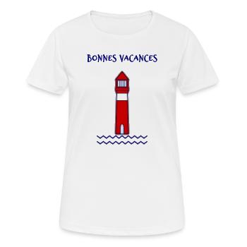 MAITRE. MAÎTRESSE. MERCI. MERCI MAÎTRESSE - T-shirt respirant Femme - blanc - Devant - AI Model Female 172 dark (172cm)