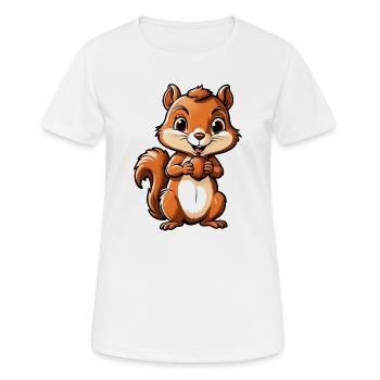 Niedliches Cartoon-Eichhörnchen mit Eichel - Frauen T-Shirt atmungsaktiv - Weiß - Vorne - AI Model Female 172 dark (172cm)
