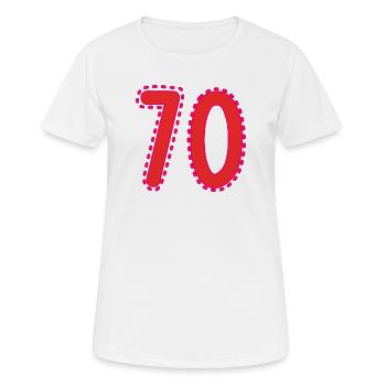70. 70 ANS. 70e ANNIVERSAIRE. ANNIVERSAIRE 70 ANS. - T-shirt respirant Femme - blanc - Devant - AI Model Female 172 dark (172cm)