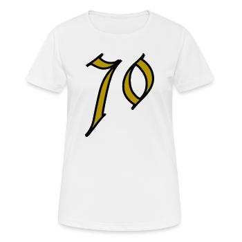 70. 70 ANS. 70e ANNIVERSAIRE. ANNIVERSAIRE 70 ANS. - T-shirt respirant Femme - blanc - Devant - AI Model Female 172 dark (172cm)