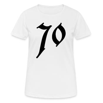 70. 70 ANS. 70e ANNIVERSAIRE. ANNIVERSAIRE 70 ANS. - T-shirt respirant Femme - blanc - Devant - AI Model Female 172 dark (172cm)