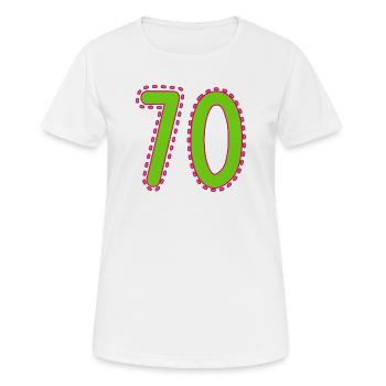 70. 70 ANS. 70e ANNIVERSAIRE. ANNIVERSAIRE 70 ANS. - T-shirt respirant Femme - blanc - Devant - AI Model Female 172 dark (172cm)