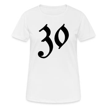 30. 30 ANS. 30e ANNIVERSAIRE. ANNIVERSAIRE 30 ANS. - T-shirt respirant Femme - blanc - Devant - AI Model Female 172 dark (172cm)
