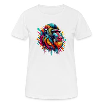 Singe Mandrill - T-shirt respirant Femme - blanc - Devant - AI Model Female 172 dark (172cm)