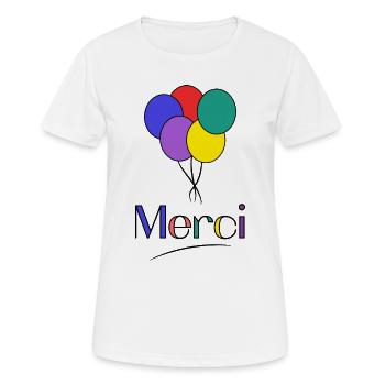 MERCI. MAÎTRESSE. MAÎTRE. MERCI MAÎTRESSE - T-shirt respirant Femme - blanc - Devant - AI Model Female 172 dark (172cm)