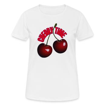 4 🍒 cerises chaudes et lettrage amusant - T-shirt respirant Femme - blanc - Devant - AI Model Female 172 dark (172cm)