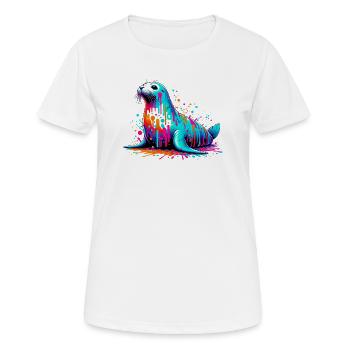 Phoque - T-shirt respirant Femme - blanc - Devant - AI Model Female 172 dark (172cm)