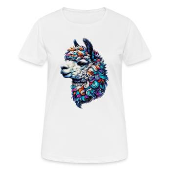 Alpaka - Frauen T-Shirt atmungsaktiv - Weiß - Vorne - AI Model Female 172 dark (172cm)