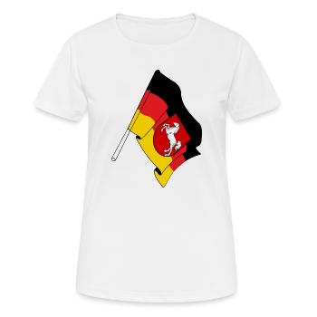 Flagge Niedersachsen - Frauen T-Shirt atmungsaktiv - Weiß - Vorne - AI Model Female 172 dark (172cm)