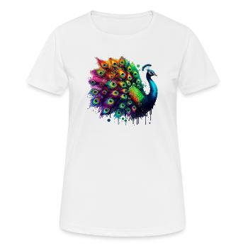Pfau - Frauen T-Shirt atmungsaktiv - Weiß - Vorne - AI Model Female 172 dark (172cm)