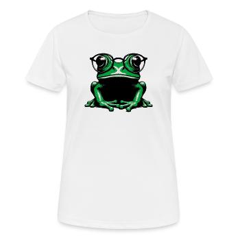 Grenouille à lunettes - T-shirt respirant Femme - blanc - Devant - AI Model Female 172 dark (172cm)