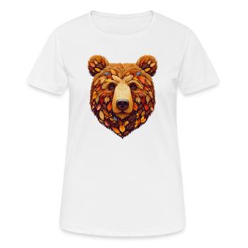 Ours brun, conçu à partir de différentes feuilles - T-shirt respirant Femme - blanc - Devant - AI Model Female 172 dark (172cm)