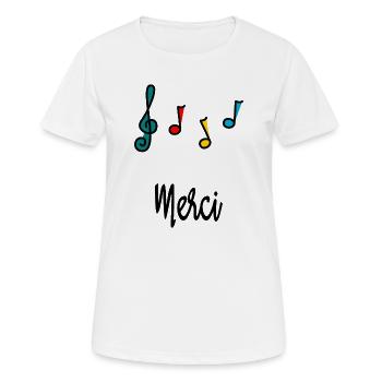 MERCI. MAÎTRESSE. MAÎTRE. MERCI MAÎTRESSE - T-shirt respirant Femme - blanc - Devant - AI Model Female 172 dark (172cm)