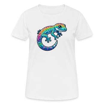 Gecko - Frauen T-Shirt atmungsaktiv - Weiß - Vorne - AI Model Female 172 dark (172cm)