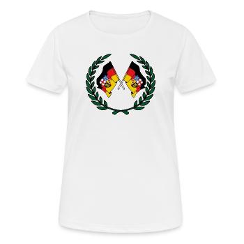 Drapeaux Couronne de laurier de la Sarre - T-shirt respirant Femme - blanc - Devant - AI Model Female 172 dark (172cm)