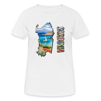 Aquarell Landkarte Sardinien - Frauen T-Shirt atmungsaktiv - Weiß - Vorne - AI Model Female 172 dark (172cm)