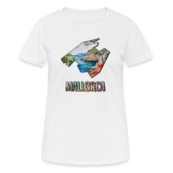 Aquarell Landkarte Mallorca - Frauen T-Shirt atmungsaktiv - Weiß - Vorne - AI Model Female 172 dark (172cm)