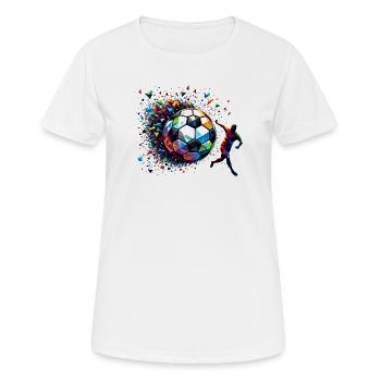 dynamic soccer player playing soccer - Women's Breathable T-Shirt - white - Front - AI Model Female 172 dark (172cm)