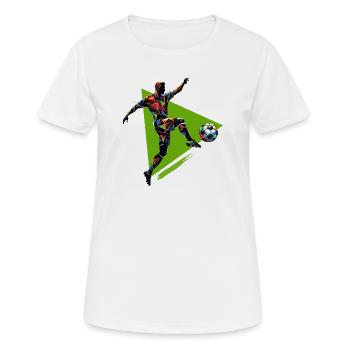 joueur de football dynamique jouant au football - T-shirt respirant Femme - blanc - Devant - AI Model Female 172 dark (172cm)