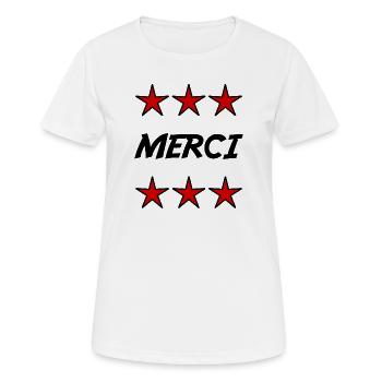 MAÎTRE. MAITRE. MERCI. MERCI MAÎTRE. MAITRE - T-shirt respirant Femme - blanc - Devant - AI Model Female 172 dark (172cm)