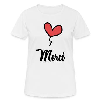 MAÎTRESSE. MAITRE. MERCI. MERCI MAÎTRESSE - T-shirt respirant Femme - blanc - Devant - AI Model Female 172 dark (172cm)