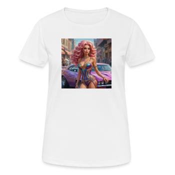 Glamour Showgirl Retro Auto - Frauen T-Shirt atmungsaktiv - Weiß - Vorne - AI Model Female 172 dark (172cm)