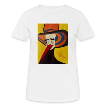 Kreativer Pelikan mit Hut - Frauen T-Shirt atmungsaktiv - Weiß - Vorne - AI Model Female 172 dark (172cm)