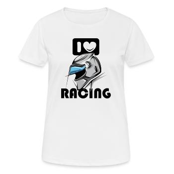 I Love Racing Helmet Car Motorcycle Racing Logo - Women's Breathable T-Shirt - white - Front - AI Model Female 172 dark (172cm)