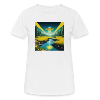 Ufo - Frauen T-Shirt atmungsaktiv - Weiß - Vorne - AI Model Female 172 dark (172cm)