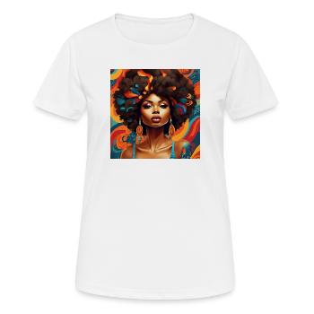 Afro Frisur Floral Explosion - Frauen T-Shirt atmungsaktiv - Weiß - Vorne - AI Model Female 172 dark (172cm)