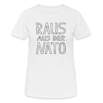 RAUS AUS DER NATO - Frauen T-Shirt atmungsaktiv - Weiß - Vorne - AI Model Female 172 dark (172cm)