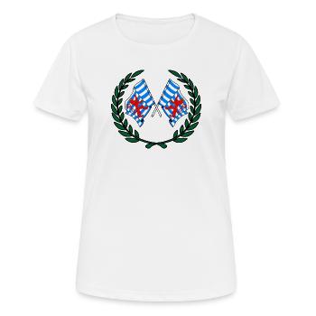 Flaggen der Provinz Luxemburg Belgien Lorbeerkranz - Frauen T-Shirt atmungsaktiv - Weiß - Vorne - AI Model Female 172 dark (172cm)