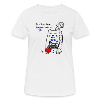 Chat mangeur d’inquiétude - T-shirt respirant Femme - blanc - Devant - AI Model Female 172 dark (172cm)