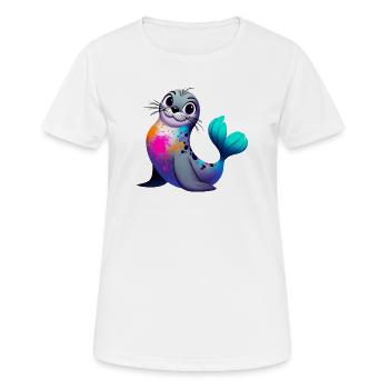 Siegel - Frauen T-Shirt atmungsaktiv - Weiß - Vorne - AI Model Female 172 dark (172cm)