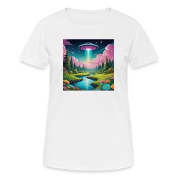 UFO - Frauen T-Shirt atmungsaktiv - Weiß - Vorne - AI Model Female 172 dark (172cm)